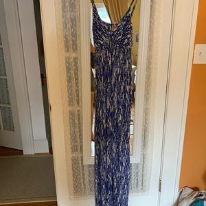 Blue and white maxi dress